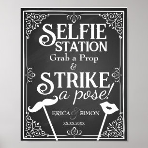 Personalised Wedding Selfie Station Chalkboard Poster