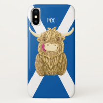 Personalised Wee Hamish Highland Cow (saltire) iPhone X Case