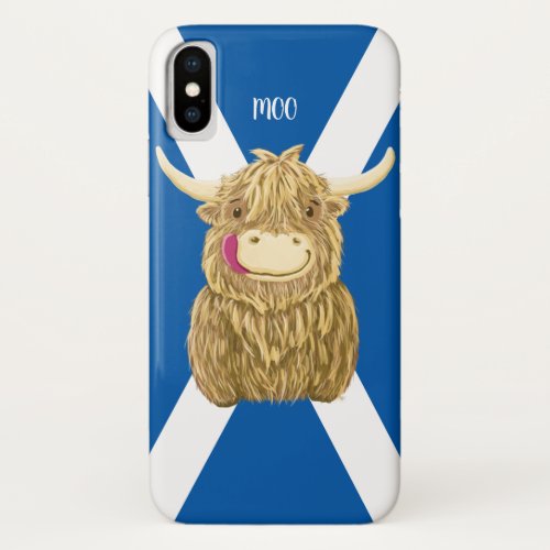 Personalised Wee Hamish Highland Cow saltire iPhone X Case