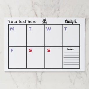 Personalised Weekly Planner Tear Off Paper Pad