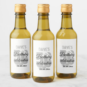 Personalised White 50th Any Birthday Party Favors Wine Label