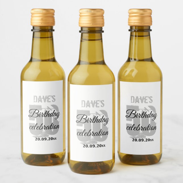 Personalised White 50th Any Birthday Party Favors  Wine Label (Bottles)