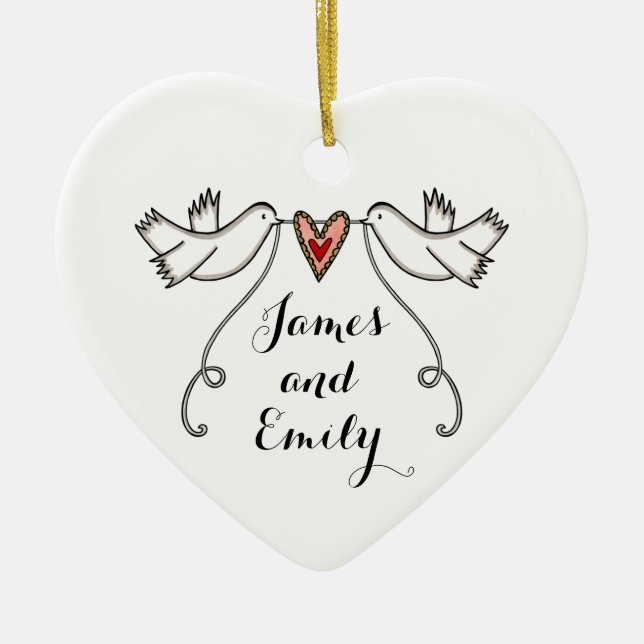 Personalised White Doves Wedding Decoration (Front)