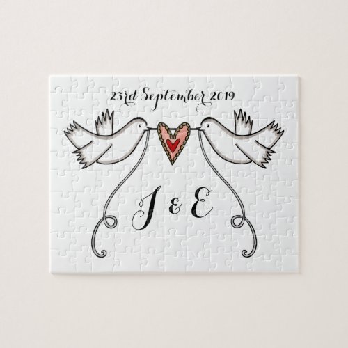 Personalised White Doves Wedding Jigsaw Puzzle