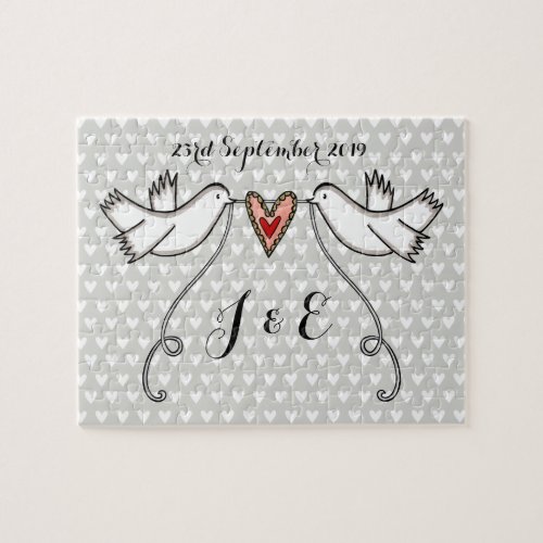 Personalised White Doves Wedding Jigsaw Puzzle