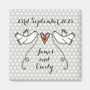 Personalised White Doves Wedding Magnet Favour