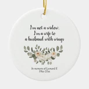 Personalised White Floral Memorial Quote Ceramic O Ornament