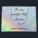 Personalised Wife Birthday Large Gift Bag<br><div class="desc">Beautiful Rainbow design Personalised Wife Birthday Gift Bag.</div>