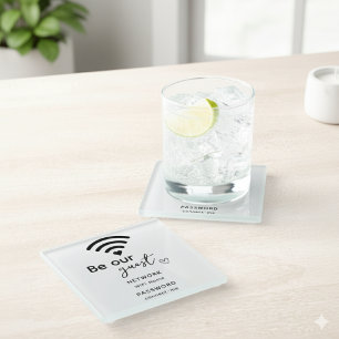 Personalised Wifi Home Decor Hotel Guest  Glass Coaster