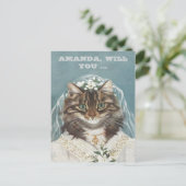 personalised, will you be my bridesmaid ? invitation postcard (Standing Front)