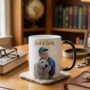 Personalised With Dog Photo And Owner Picture On Color Morph Mug