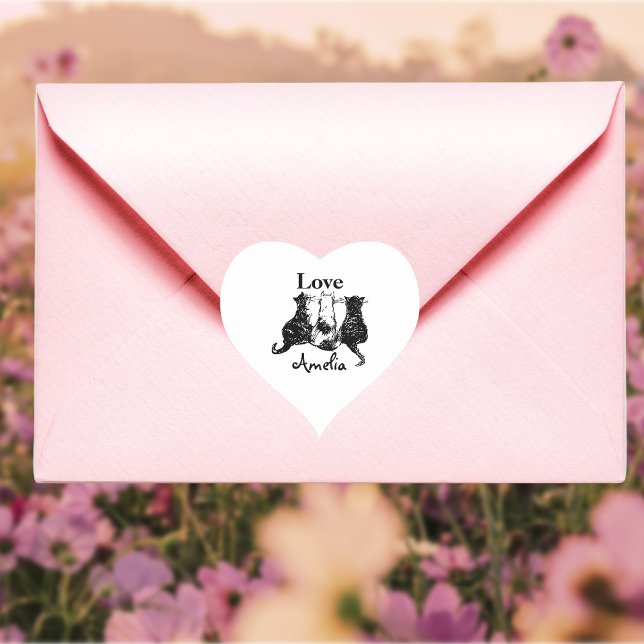 Personalised With Love Cat Heart Sticker (A little love from one cat lover to another. 🐈‍⬛😽)