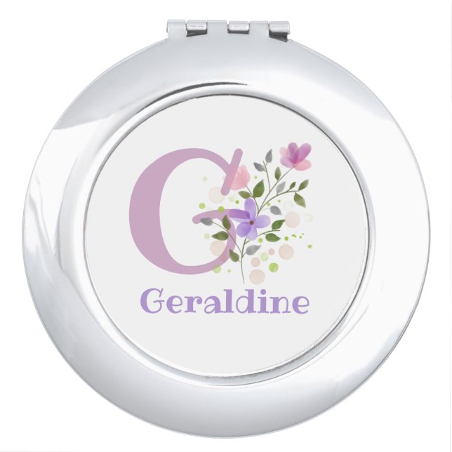 Personalised with Name and First Initial. Compact Mirror (Front)