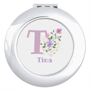 Personalised with Name and First Initial. Compact Mirror