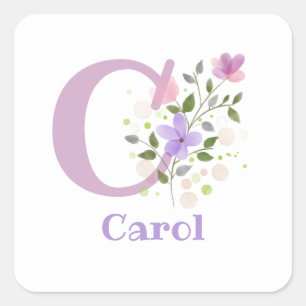 Personalised with Name Carol and Initial. Square Sticker