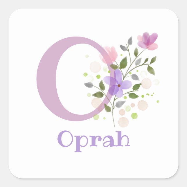 Personalised with Name Oprah and First Initial. Square Sticker (Front)