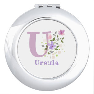 Personalised with Name Ursula & First Initial. Compact Mirror