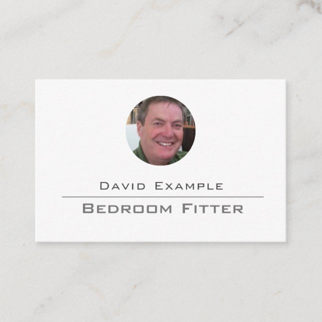 Personalised with Photo. Bedroom Fitter Business Card (Front)
