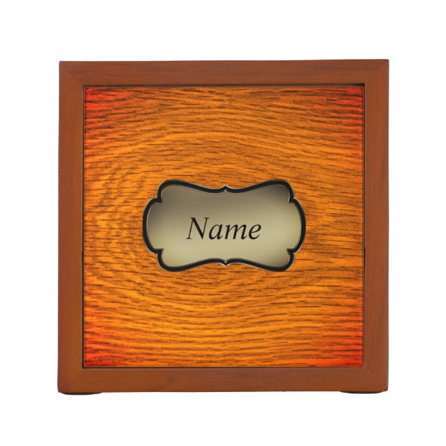 Personalised Wood Desk Pen Holder With Name (Back)