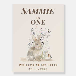 Personalised Woodland Bunny 1st Birthday  Foam Board