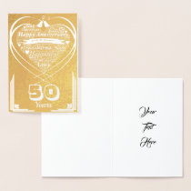 Personalised Word Art 50th Anniversary Gold Foil Card