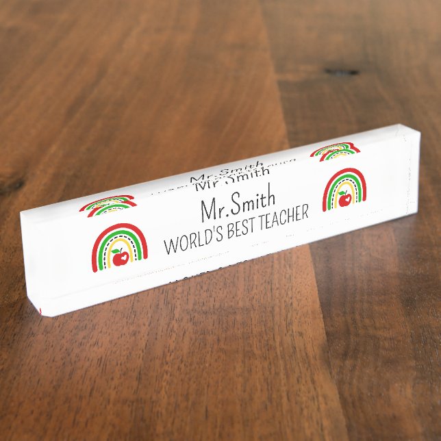 Personalised World's Best Teacher Name Plate (Side)