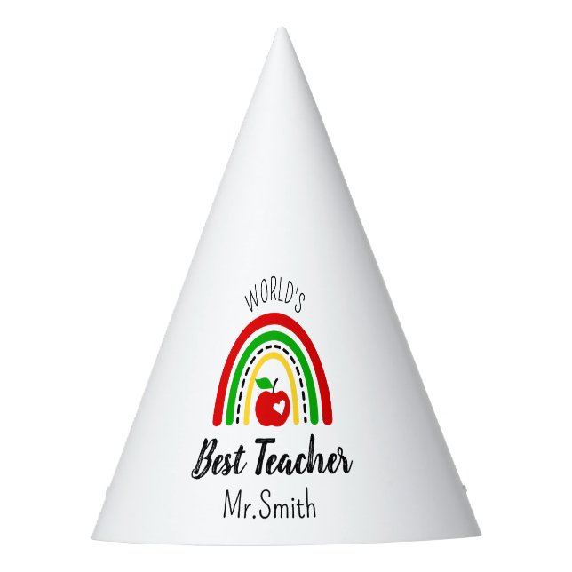 Personalised World's Best Teacher Party Hat (Front)