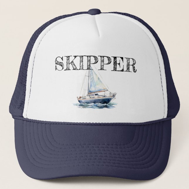 Personalised Yachting Theme Skipper Trucker Hat (Front)