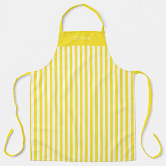 Personalised Yellow And White Stripe Pattern Apron