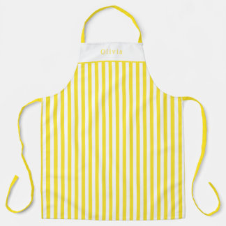 Personalised Yellow And White Stripe Pattern Apron