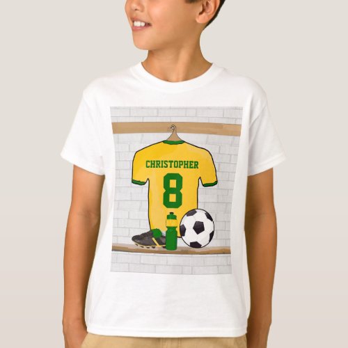 Personalised Yellow Green Football Soccer Jersey T_Shirt