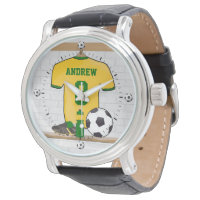 Personalised Yellow Green Football Soccer Jersey Watch