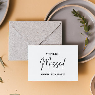 Personalised You'll Be Missed New Job Good Luck Note Card