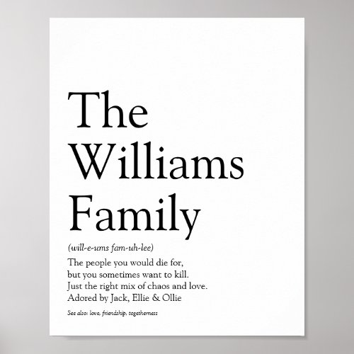 Personalised Your Family Definition Poster