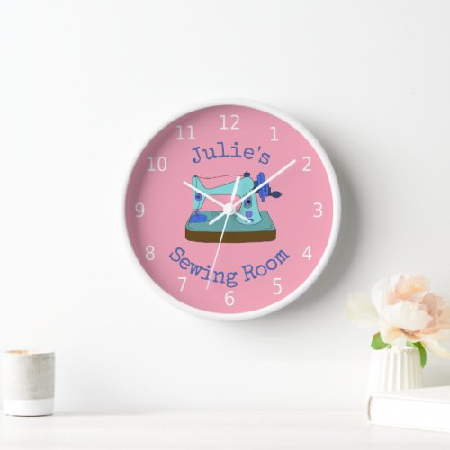 Personalised your name sewing room wall clock