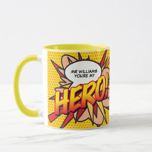 Personalised Youre my HERO Comic Book Pop Art Mug