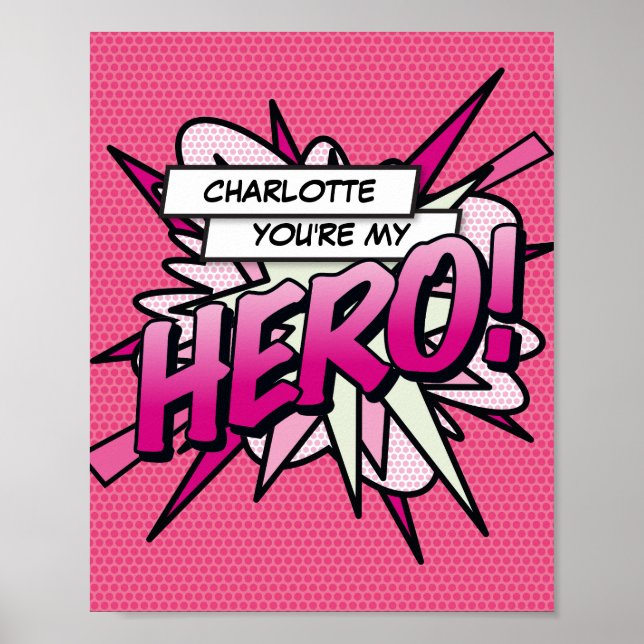 Personalised You're my HERO Comic Book Pop Art Poster (Front)