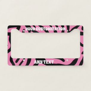 Personalised Zebra Pink and Black Tiger Striped License Plate Frame