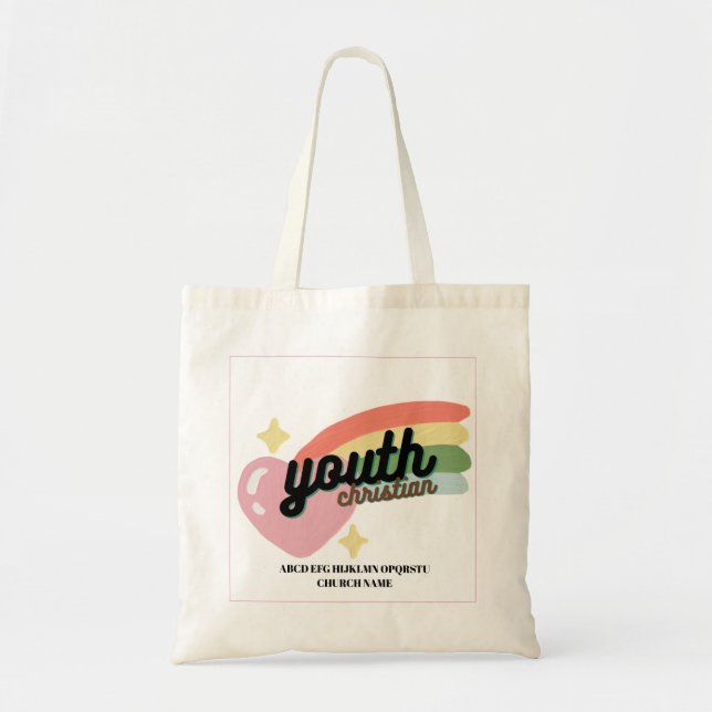 PersonalisedChristian Youth Heart Rainbow Tote Bag (Front)
