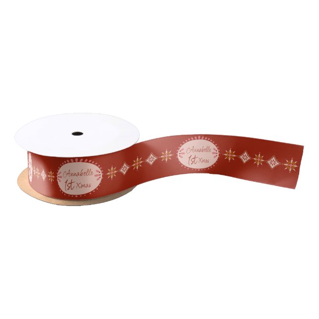 Personalises  Christmas Luxury Pattern  Satin Ribbon (Spool)