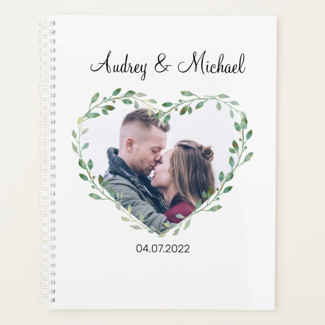 Personalisierbar Foto Herz Hochzeit Planner (Front)