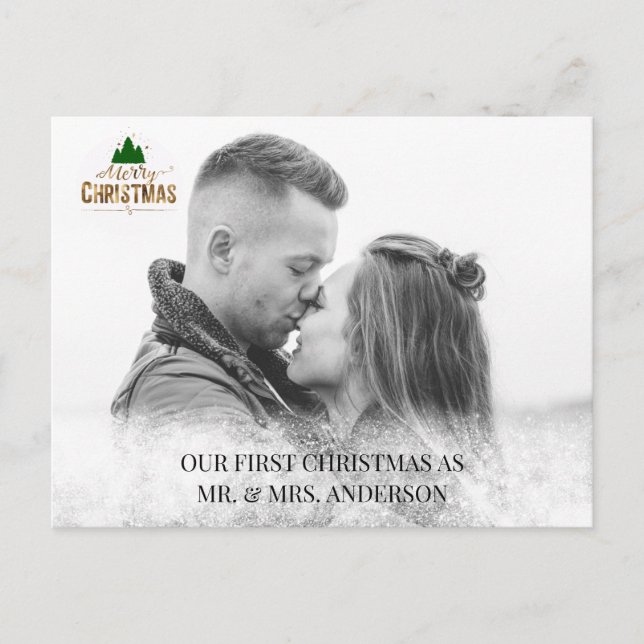 Personalisierbar Foto Karte Schneeflocken Postcard (Front)