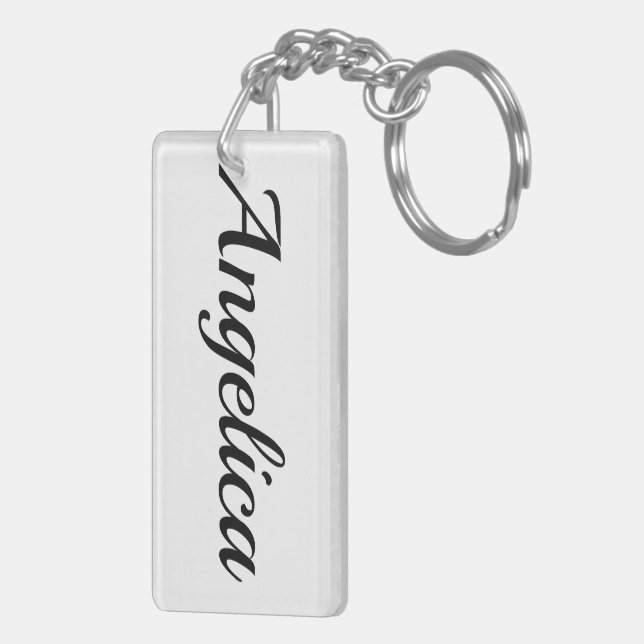 personalisierbar Vorname Angelica schwarz weiß Keychain (Back Right)