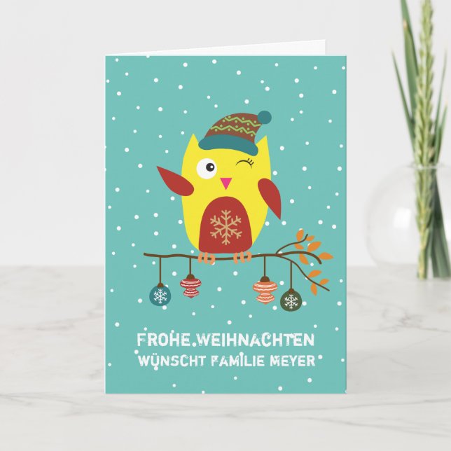 Personalisiert Süsse Weihnachts Eule Holiday Card (Front)