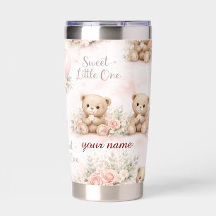 personalisSoft Watercolor Floral Balloon bear Insulated Tumbler