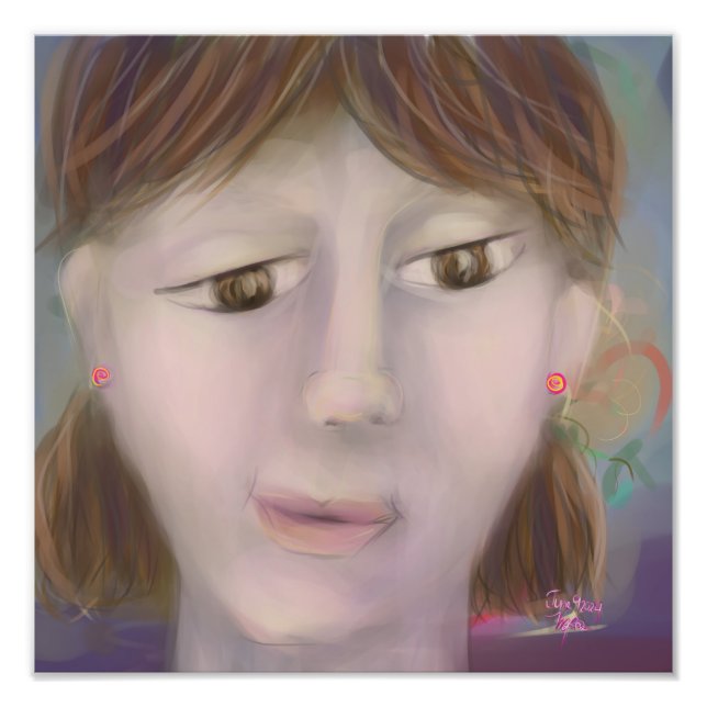 Personality Portrait 12x12 expressionist Square Photo Print (Front)