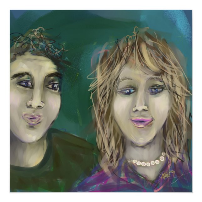 Personality Portrait 24x24 Square Expressionism Photo Print (Front)