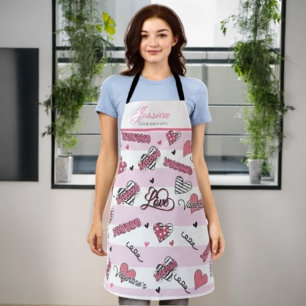 Personaliz Stylish XOXO Valentine's Day Pattern Apron