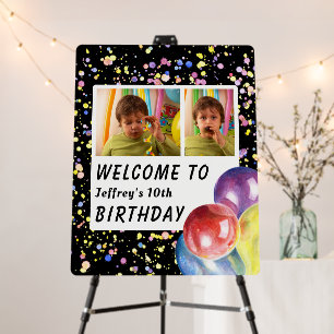 Personalizable 22x28" Black Children's Party Theme Foam Board