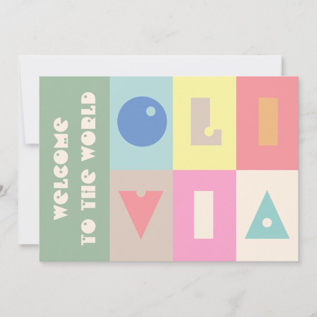 Personalizable 6 letter baby girl name welcome  holiday card (Front)